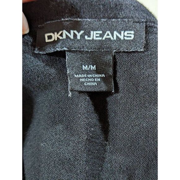 DKNY Jeans Women's Black V-Neck Cotton with Rhinestones Long-Sleeve Sweater Size - Picture 3 of 7